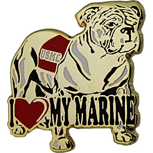 I Heart My Marine with Bulldog 7/8" Lapel Pin Pins