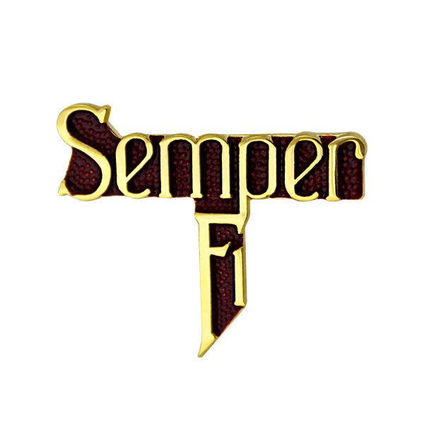 Marine Corps Semper Fi Gold on Red 1 1/8" Lapel Pin Pins