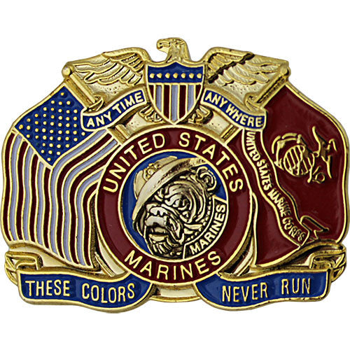 Marine Corps These Colors Never Run 1 1/4" Lapel Pin Pins
