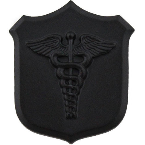 Navy and Marine Corps Medical Shield with Caduceus Collar Device - Black / Subdued
