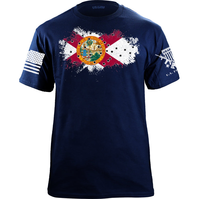 Bullet Hole Florida Flag Ripped T-Shirt Shirts YFS.7.022.1.NYT.1