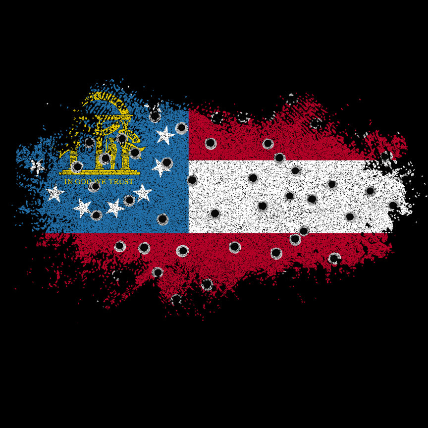 Bullet Hole Georgia Flag Ripped T-Shirt Shirts