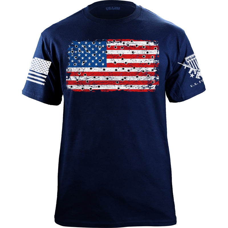 Bullet Hole USA Flag T-Shirt Shirts YFS.3.055.1.NYT.1