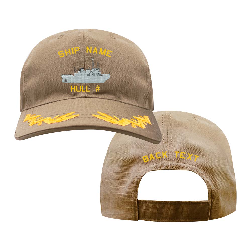 US Navy Custom Ship Cap - Coyote - Captain Scrambled Eggs - Enterprise Class Carrier Post Vietnam Hats and Caps