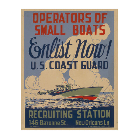 Coast Guard Enlist Now - 8 x 10 Vintage Canvas Print