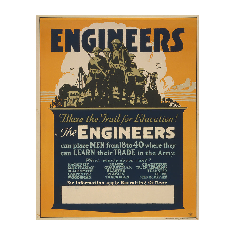 Engineer Corps - 8 x 10 Vintage Canvas Print Canvas Prints