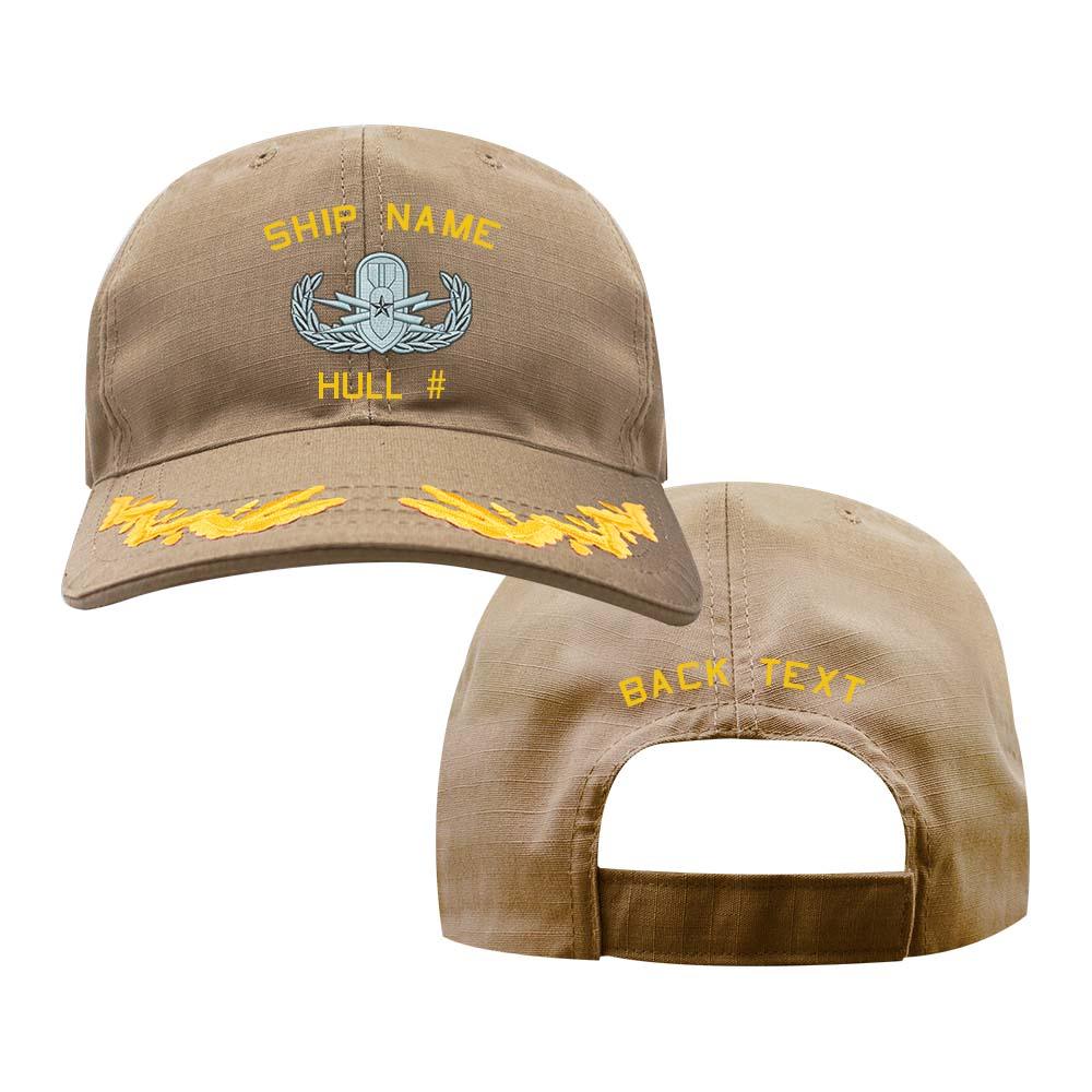 US Navy Custom Ship Cap - Coyote - Captain Scrambled Eggs - EOD Senior Hats and Caps