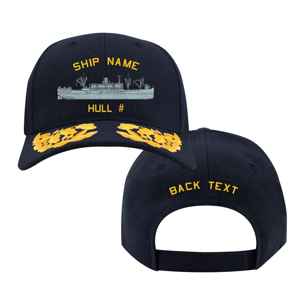 US Navy Custom Ship Cap - Admiral Scrambled Eggs - Harris Class Attack Transport Hats and Caps