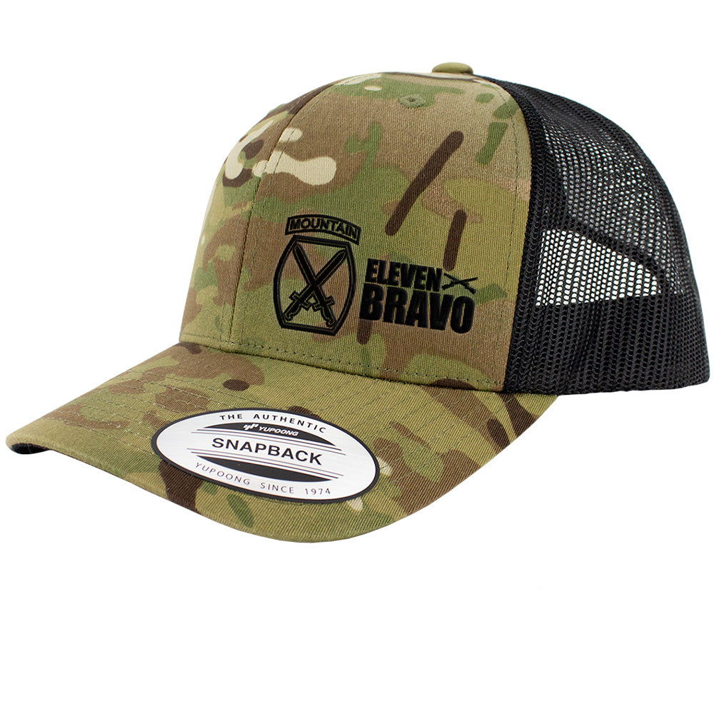 10th Mountain 11 Bravo Series Snapback Trucker Multicam Hats and Caps Hat.0320