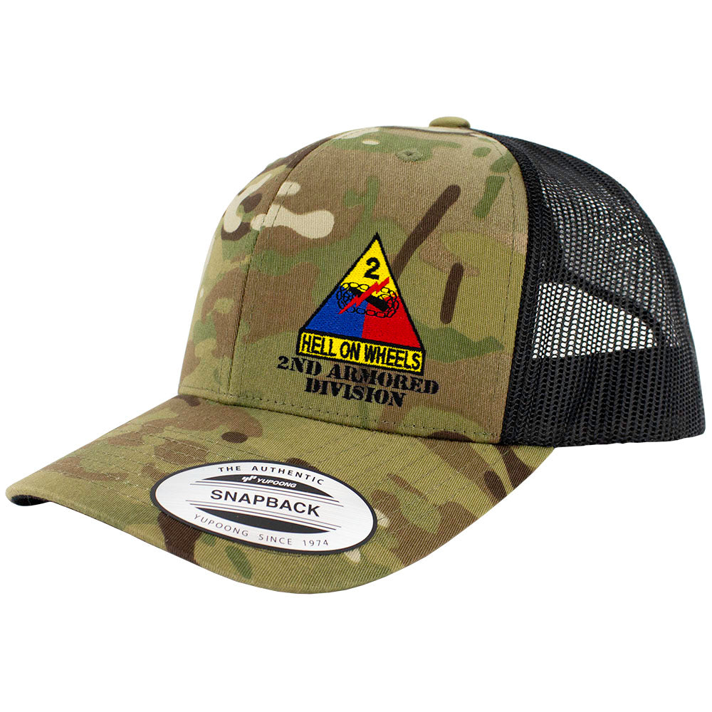 2nd Armored Division Snapback Trucker Cap - Multicam Hats and Caps Hat.0655