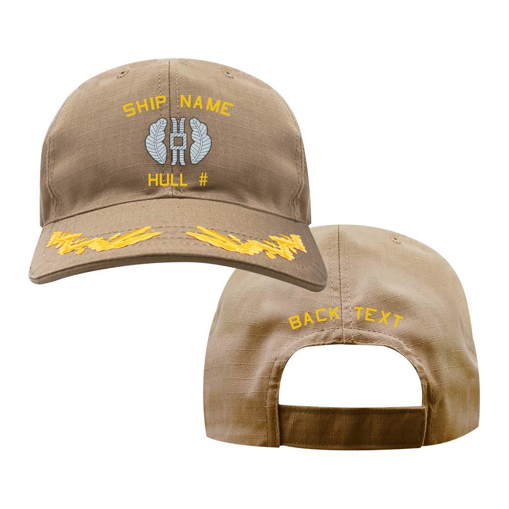US Navy Custom Ship Cap - Coyote - Captain Scrambled Eggs - JAG Badge Hats and Caps