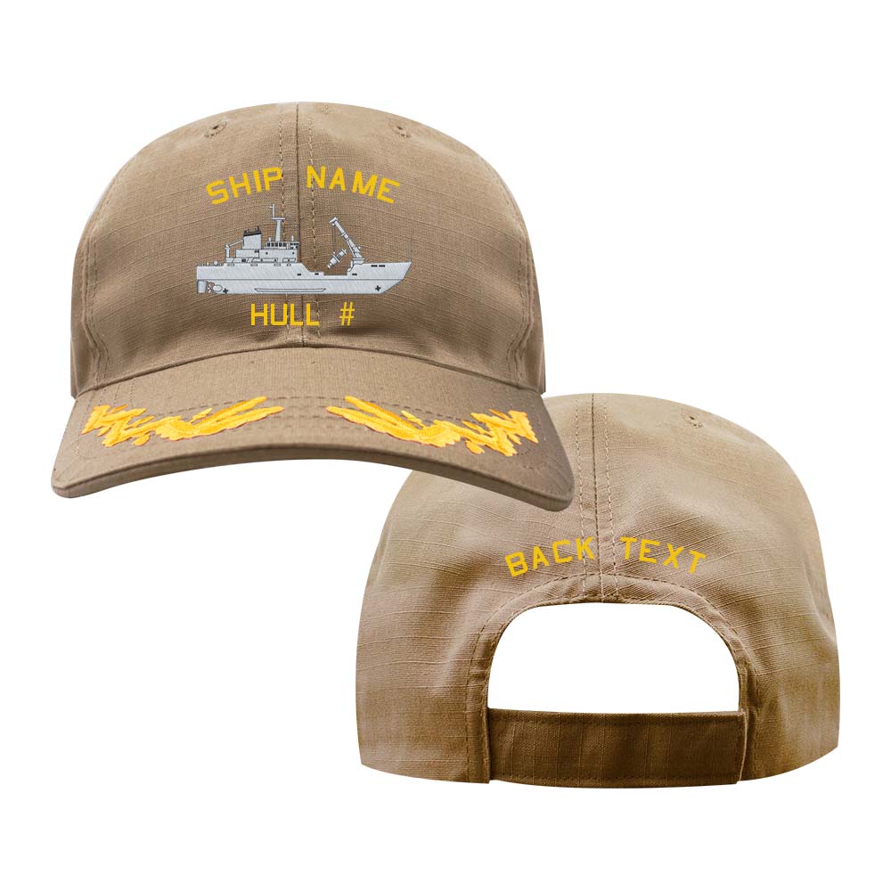 US Navy Custom Ship Cap - Coyote - Captain Scrambled Eggs - Juniper Class WLB Hats and Caps