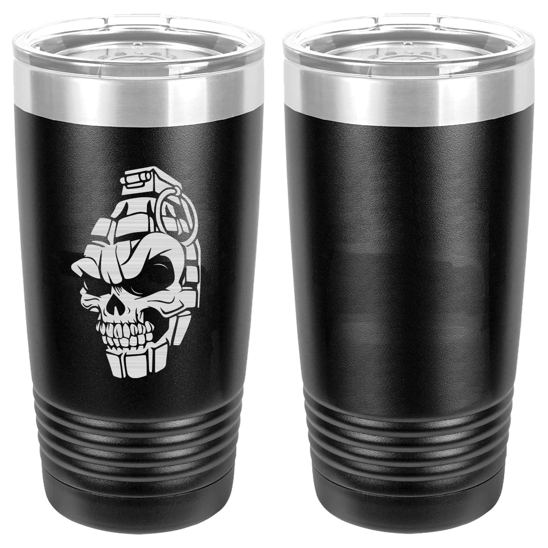 Skull Grenade Laser Engraved Vacuum Sealed 20oz Tumbler Mugs LET.0268.B