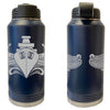 Laser Engraved Vacuum Sealed Water Bottles 32oz - Navy Badges