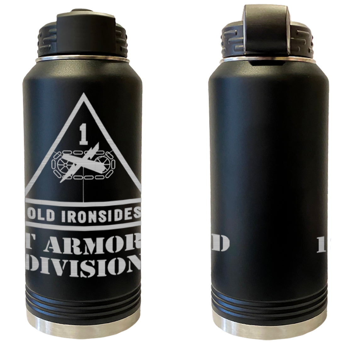 1st Armored Division Laser Engraved Vacuum Sealed Water Bottles 32oz Water Bottles LEWB.0069.B