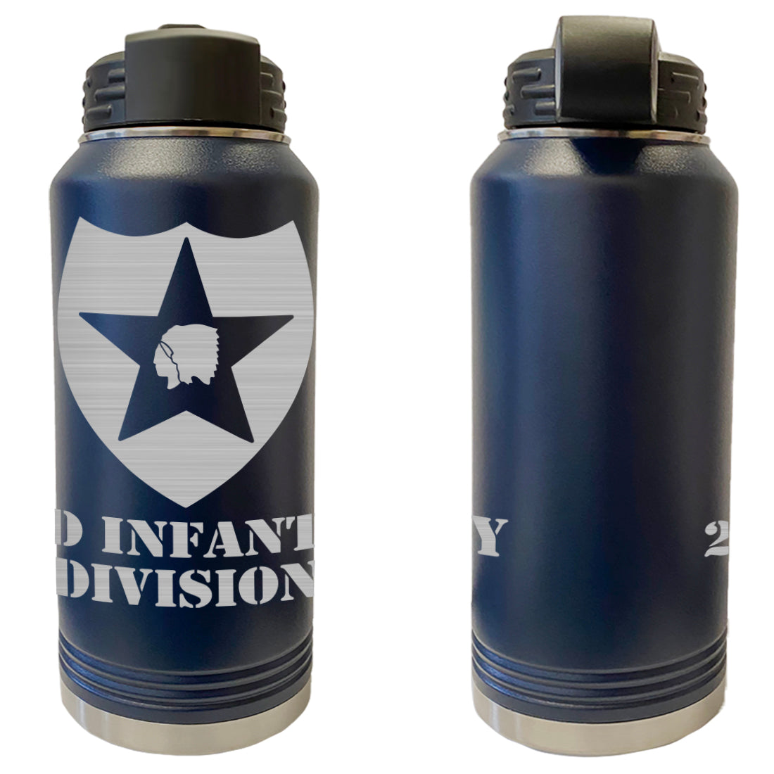 2nd Infantry Division Laser Engraved Vacuum Sealed Water Bottles 32oz Water Bottles LEWB.0076.N