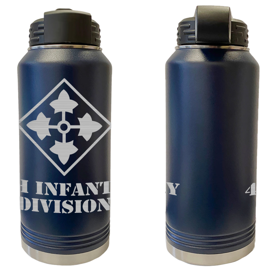 4th Infantry Division Laser Engraved Vacuum Sealed Water Bottles 32oz Water Bottles LEWB.0081.N