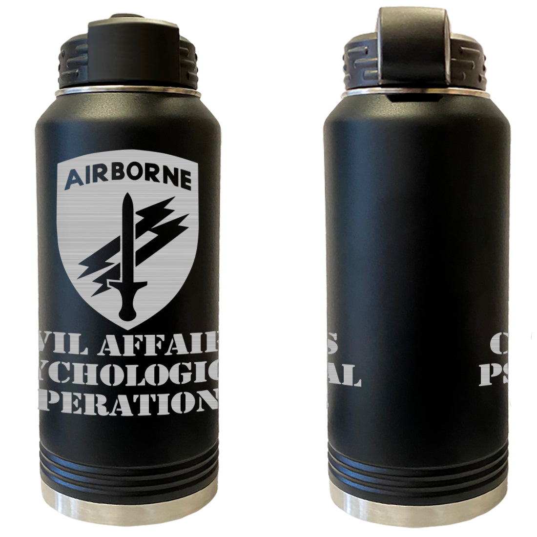 Army Civil Affairs Psychological Operations Laser Engraved Vacuum Sealed Water Bottles 32oz Water Bottles LEWB.0118.B