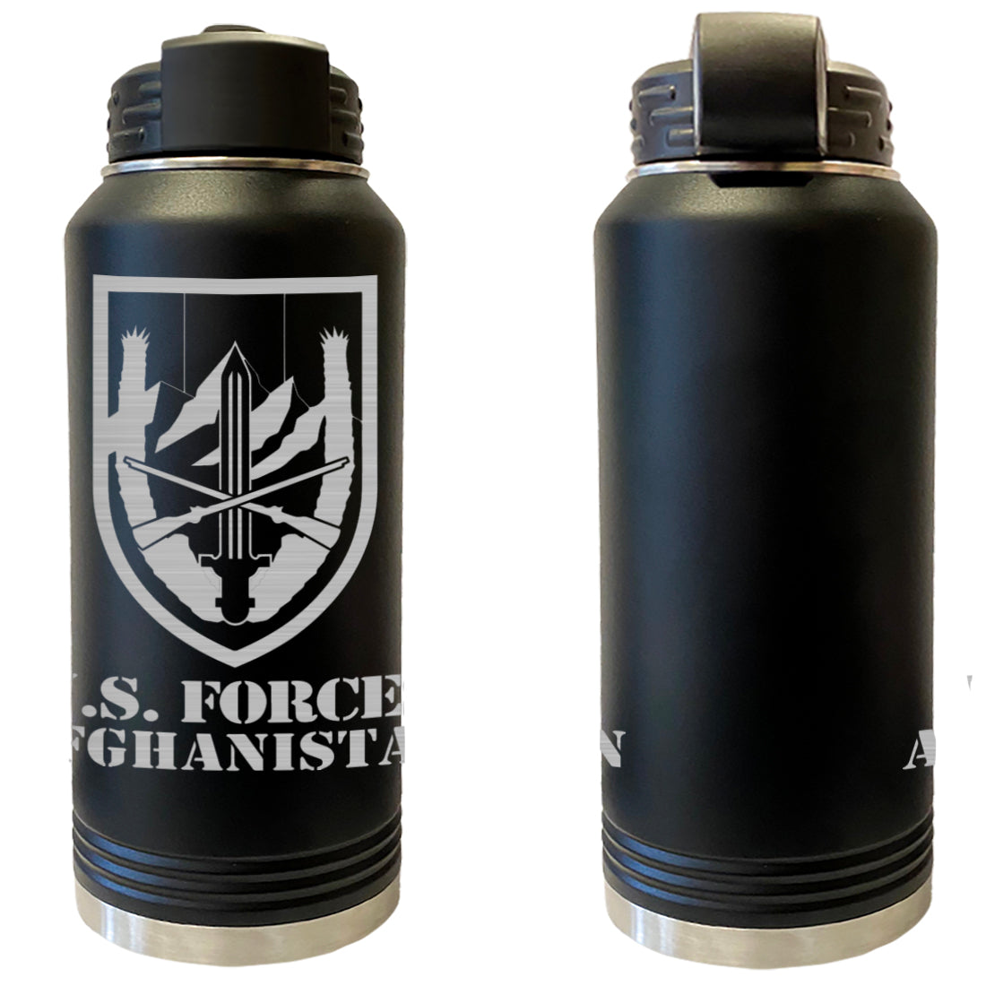 U.S. Forces Afghanistan Laser Engraved Vacuum Sealed Water Bottles 32oz Water Bottles LEWB.0121.B