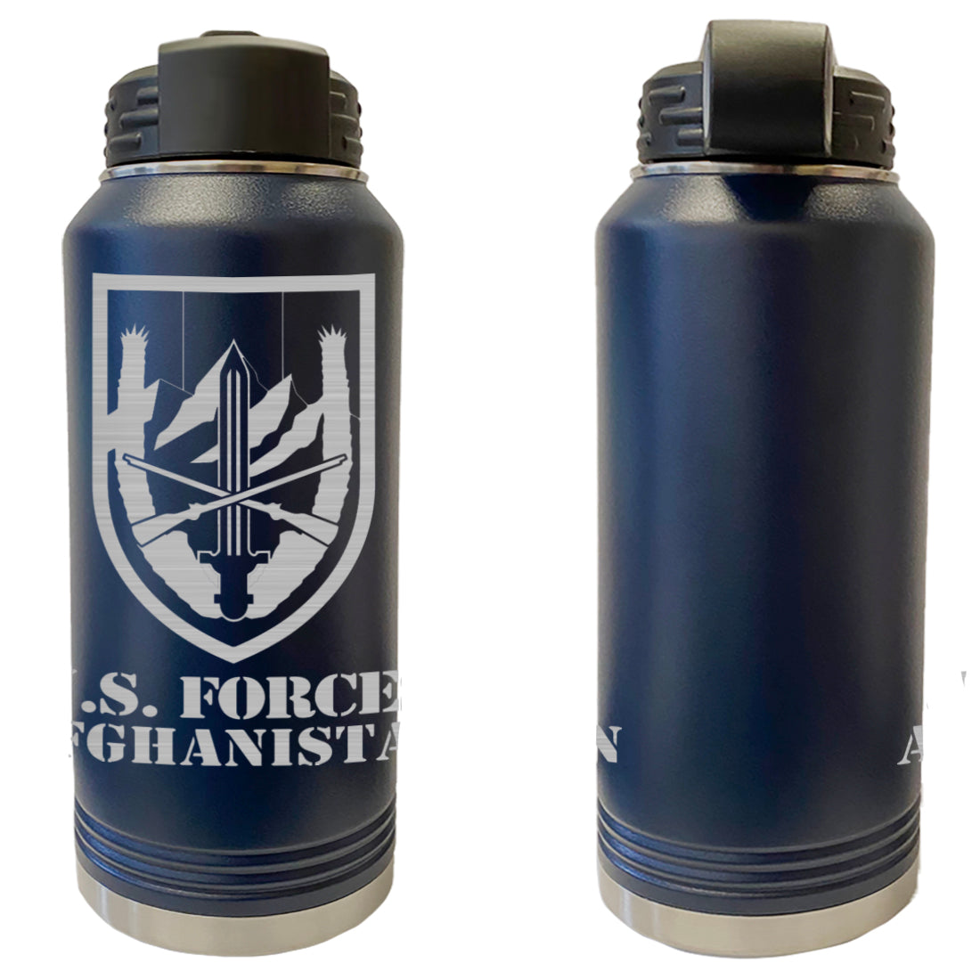 U.S. Forces Afghanistan Laser Engraved Vacuum Sealed Water Bottles 32oz Water Bottles LEWB.0121.N