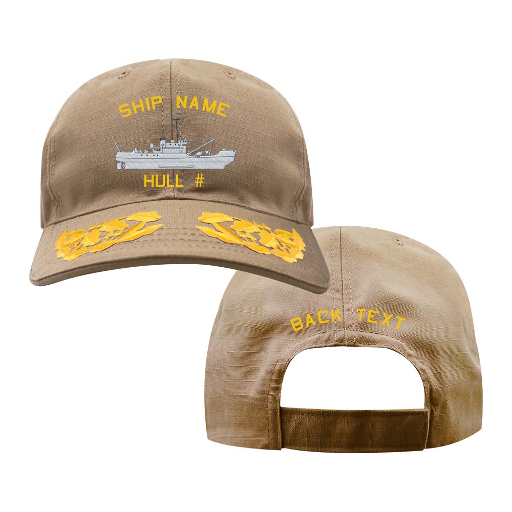US Navy Custom Ship Cap - Coyote - Admiral Scrambled Eggs - Mesquite Class WLB Hats and Caps