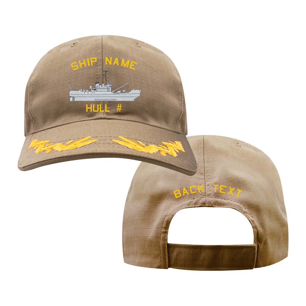 US Navy Custom Ship Cap - Coyote - Captain Scrambled Eggs - Mesquite Class WLB Hats and Caps