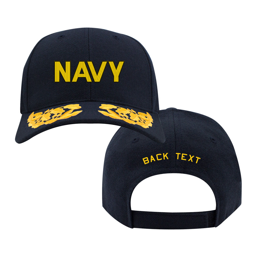 US Navy Custom Ship Cap - NAVY Text Gold Hats and Caps NAVY-TEXT-GOLD.NAVY.ADMIRAL