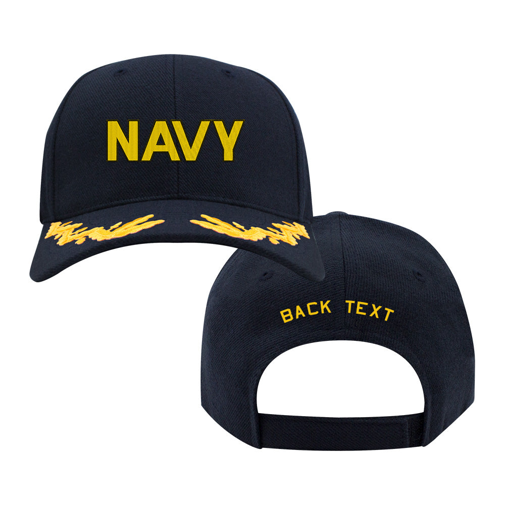 US Navy Custom Ship Cap - NAVY Text Gold Hats and Caps NAVY-TEXT-GOLD.NAVY.CAPTAIN
