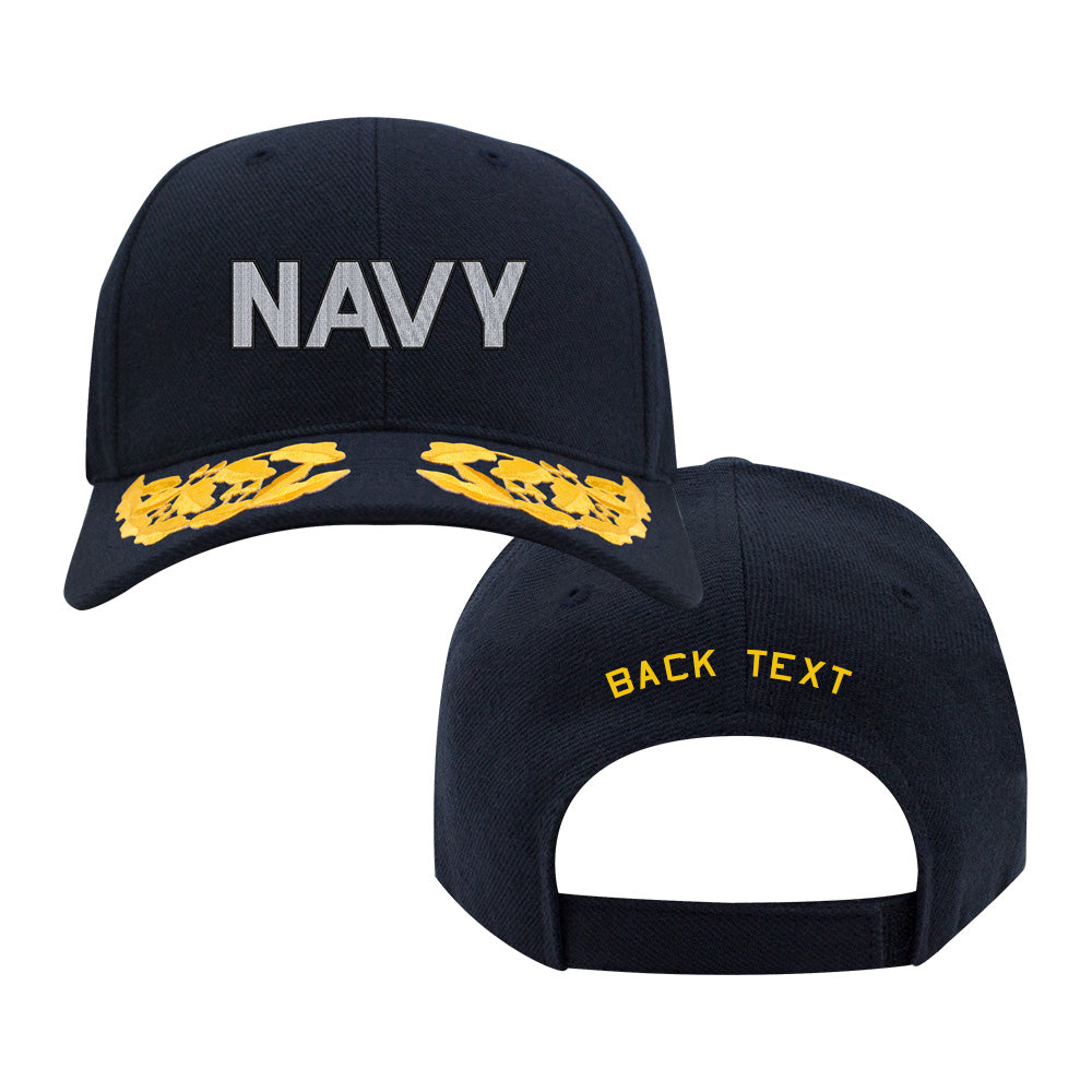 US Navy Custom Ship Cap - NAVY Text Silver Hats and Caps NAVY-TEXT-SILVER.NAVY.ADMIRAL