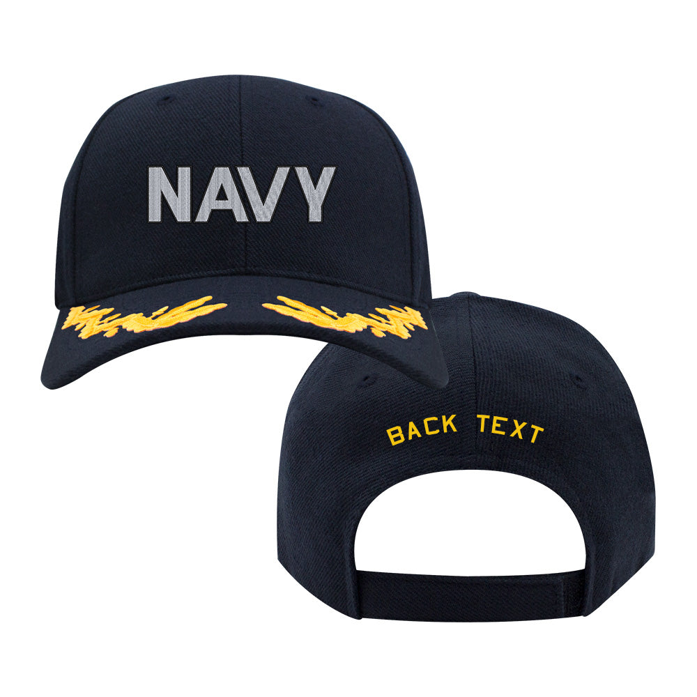US Navy Custom Ship Cap - NAVY Text Silver Hats and Caps NAVY-TEXT-SILVER.NAVY.CAPTAIN