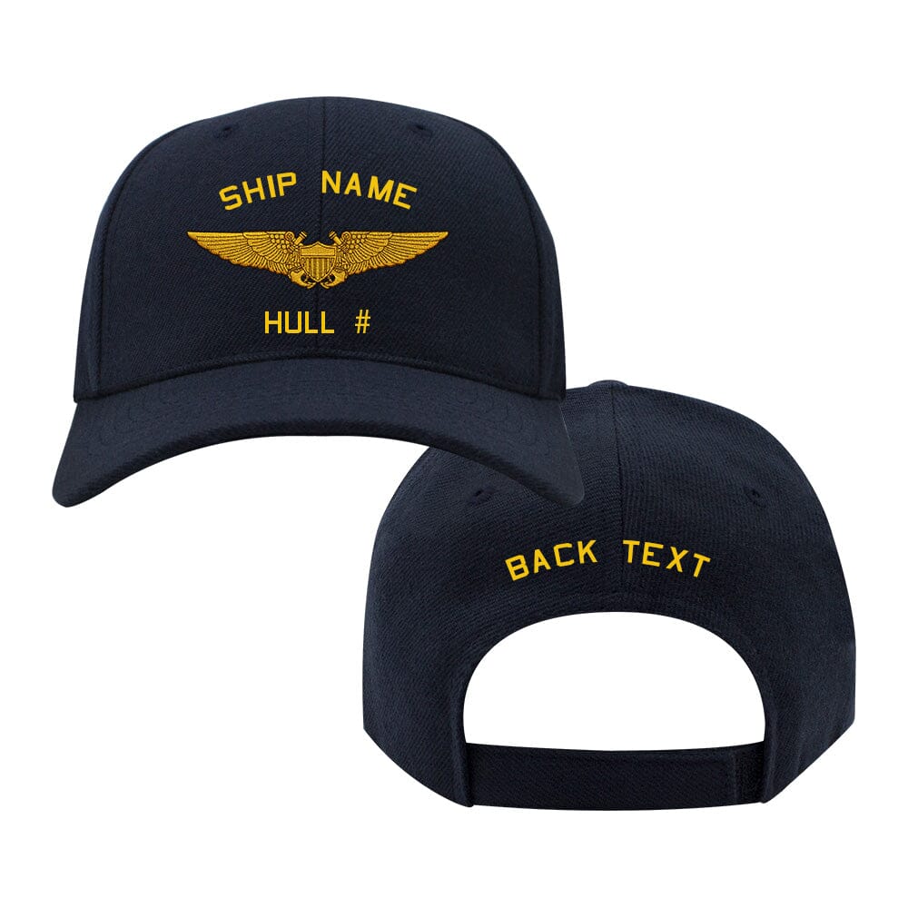 NCB US Navy Custom Ship Caps - Navy Blue NAVAL-FLIGHT-OFFICER-WINGS-GOLD