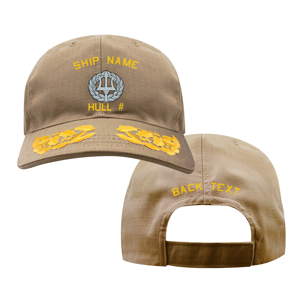 U.S. Navy Custom Ship Cap - Coyote - Admiral Scrambled Eggs -Navy Command Ashore Hats and Caps