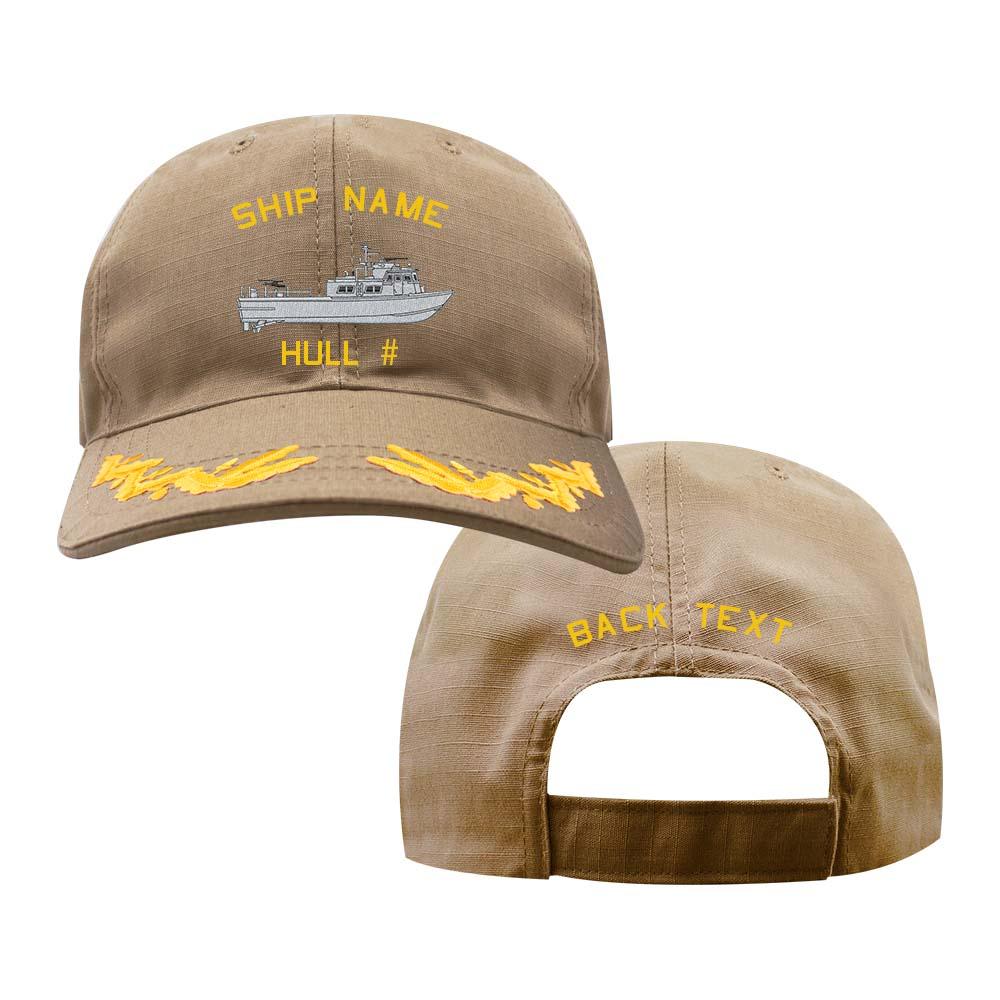 U.S. Navy Custom Ship Cap - Coyote - Captain Scrambled Eggs - PCF 9 Swift Boat Hats and Caps