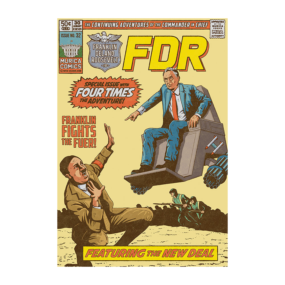 Roosevelt FDR Fights the Fuhrer Vintage Comic Poster Print Canvas Prints