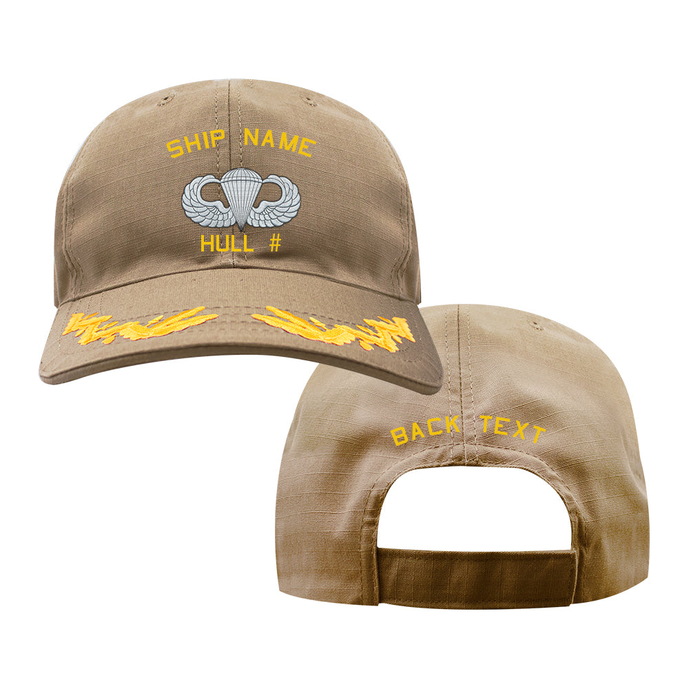 U.S. Navy Custom Ship Cap - Coyote - Captain Scrambled Eggs - Parachutist Hats and Caps