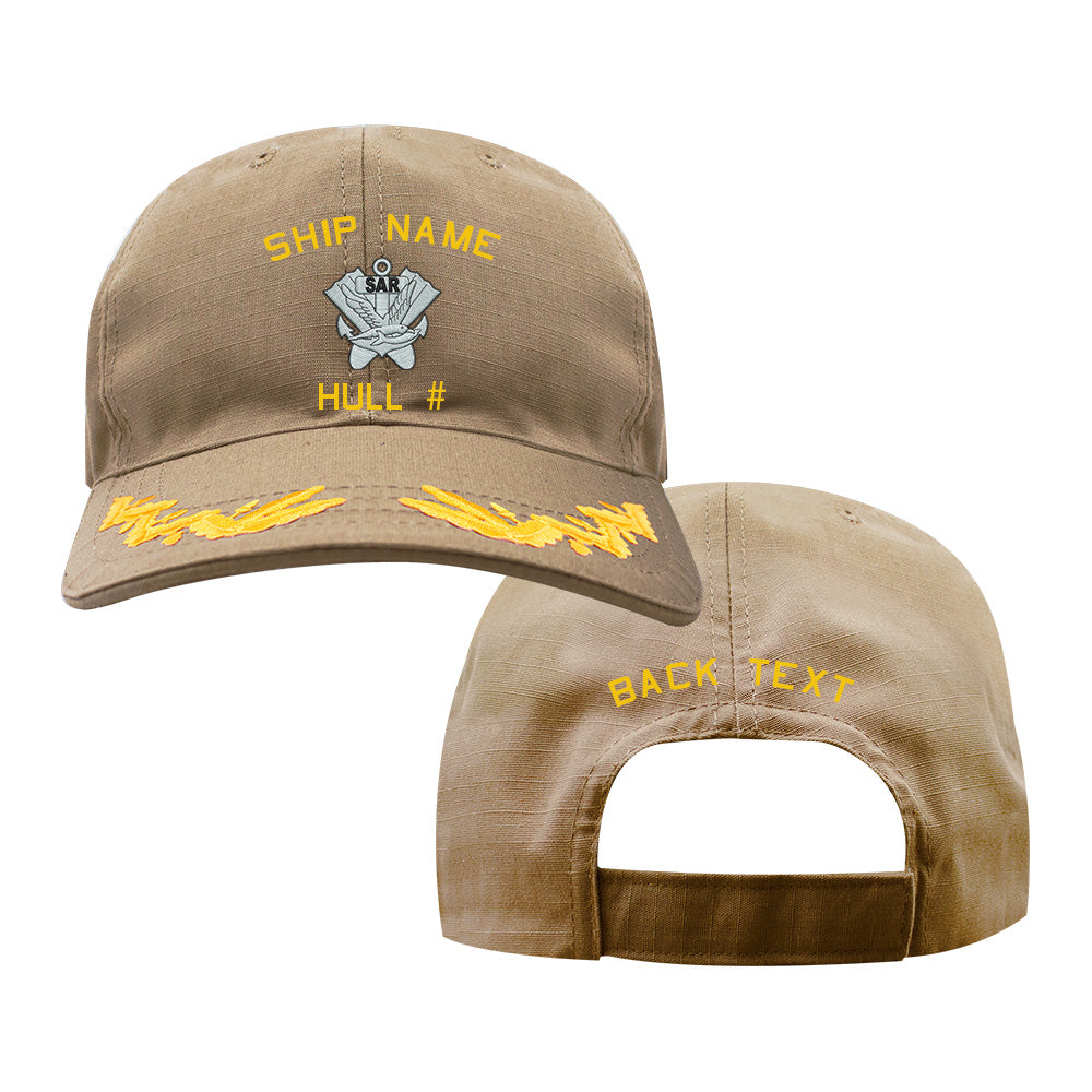 US Navy Custom Ship Cap - Coyote - Navy Search and Rescue SAR Insignia Hats and Caps SAR.COY.CAPTAIN