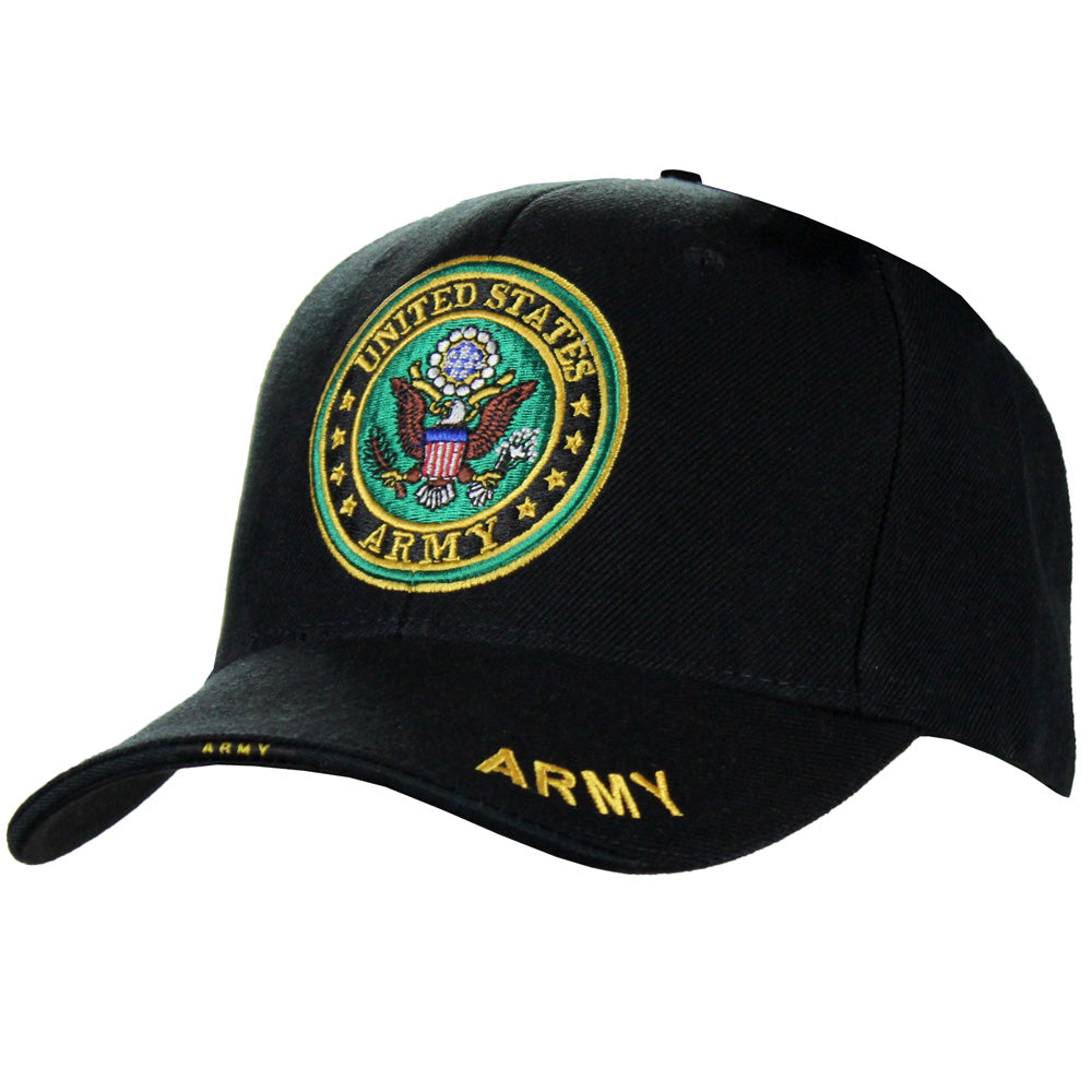 U.S. Army Emblem Logo Deluxe Black Low-Profile Cap Hats and Caps SP-3014