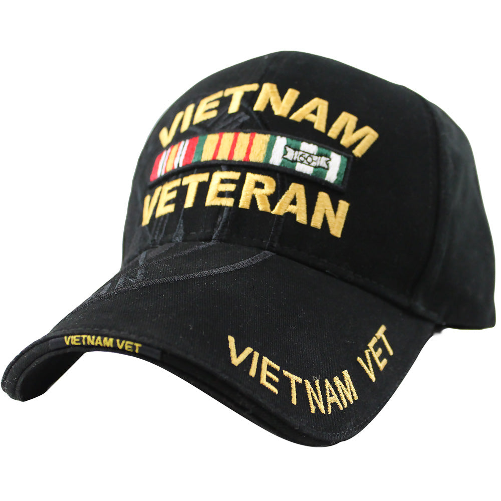 Vietnam Veteran Ribbon Rack Deluxe Black Low-Profile Cap Hats and Caps SP-3031