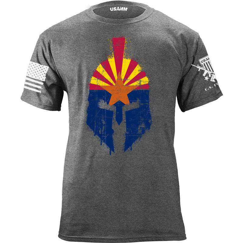 Spartan Helmet Arizona Flag Distressed T-Shirt Shirts YFS.7.009.1.HGT.1