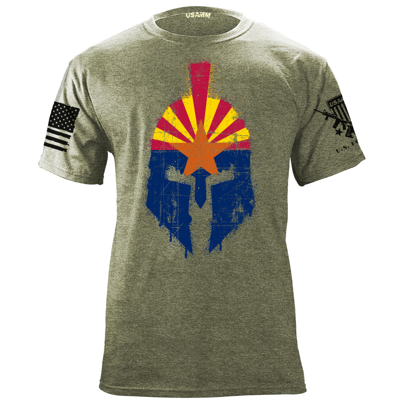 Spartan Helmet Arizona Flag Distressed T-Shirt Shirts YFS.7.009.1.MGT.1