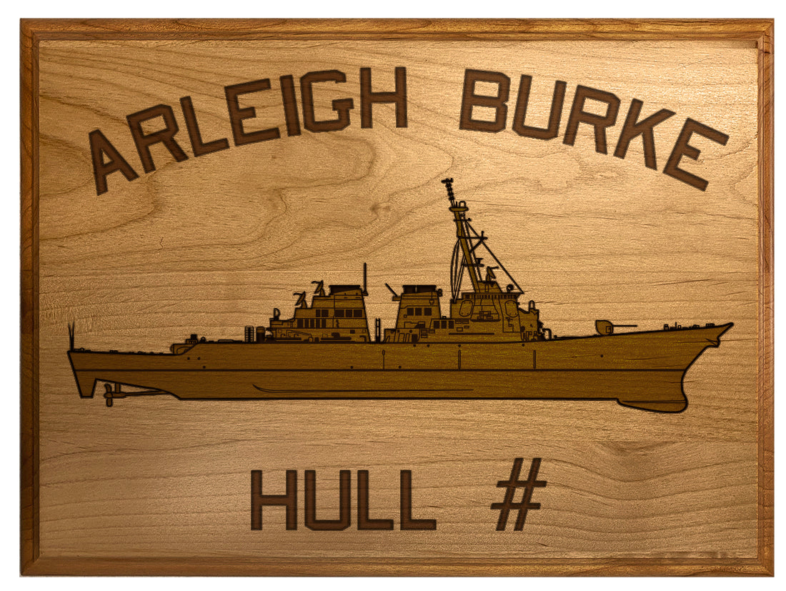 U.S. Navy Custom Ship 3D Laser Engraved Plaque Shadow Boxes, Display Cases, and Presentation Cases np.Arleigh