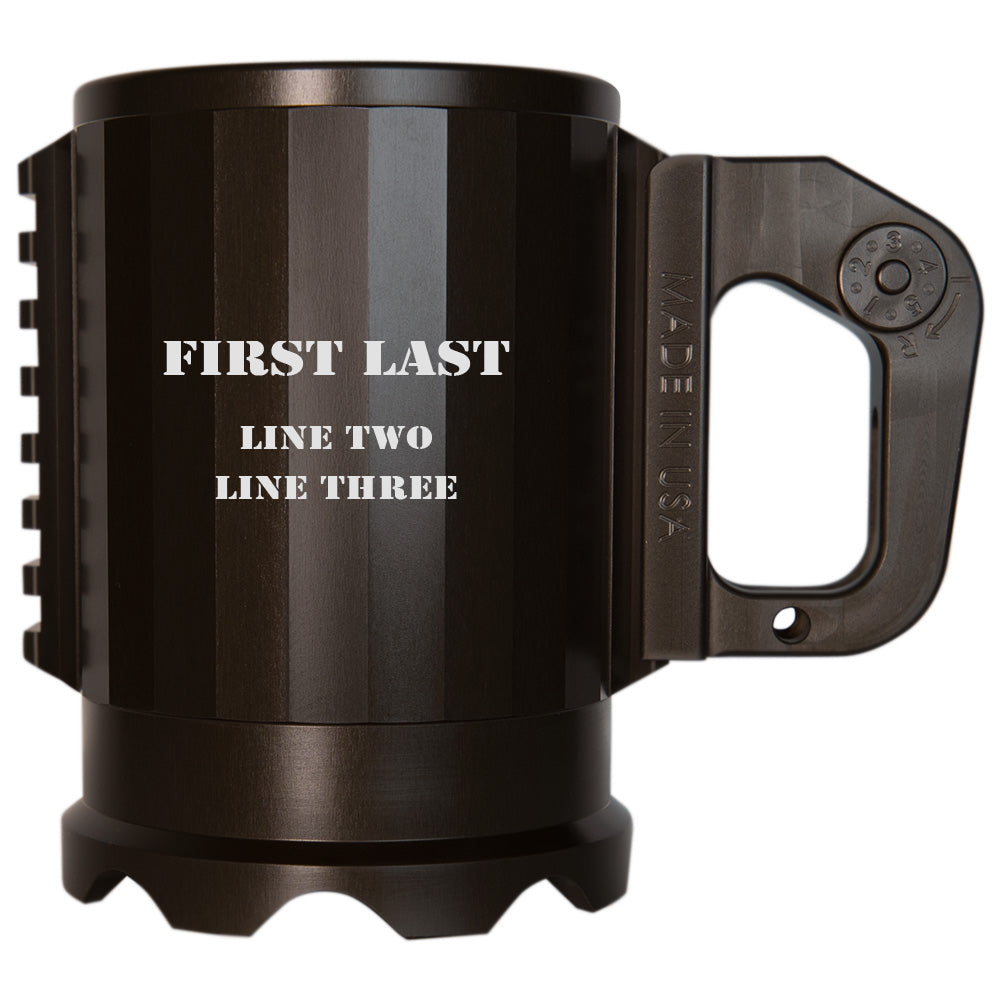 Combat Cup with Laser Engraved Custom Text Battle Mug