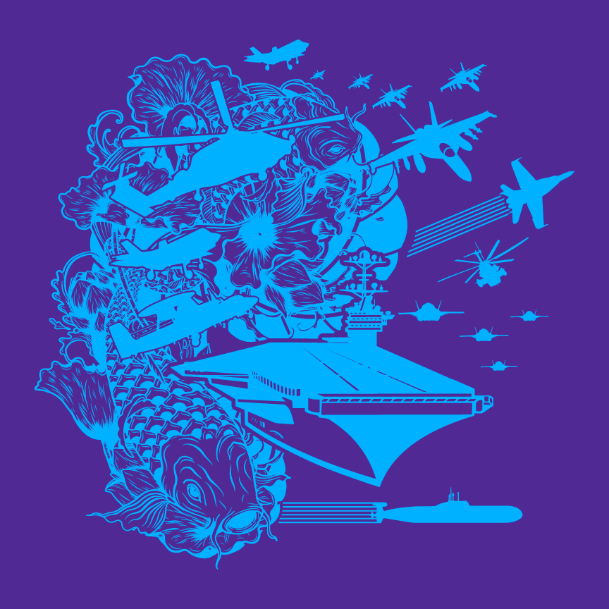 Cyberpunk Koi Design Carrier Battle Group T-Shirt Shirts