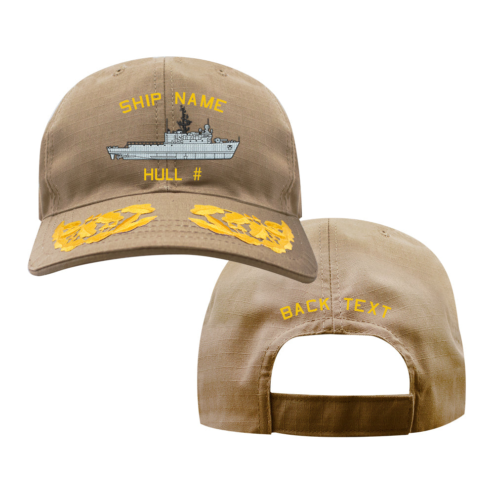 U.S. Navy Custom Ship Cap - Coyote - Admiral Scrambled Eggs -Famous Class Cutter Hats and Caps