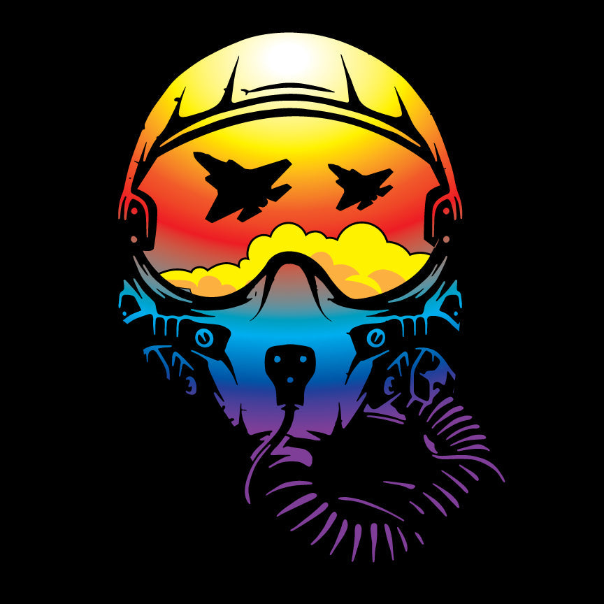 Fighter Helmet Sunset Reflection Graphic T-shirt Shirts