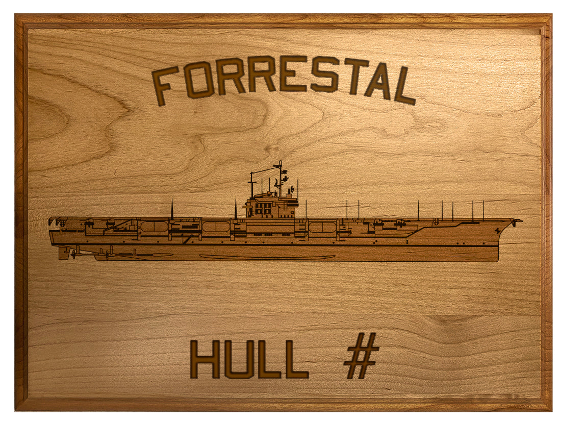 U.S. Navy Custom Ship 3D Laser Engraved Plaque Shadow Boxes, Display Cases, and Presentation Cases np.Forrestal