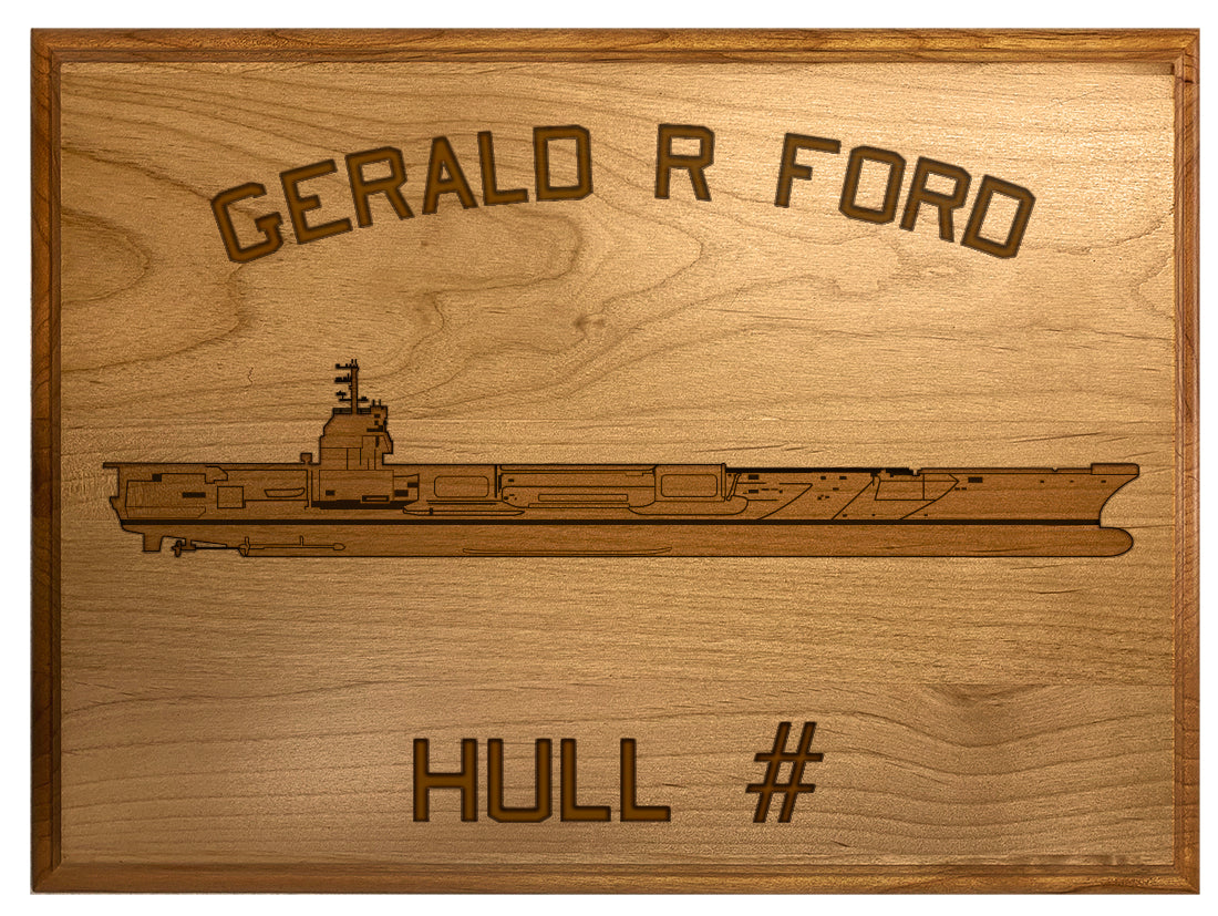 U.S. Navy Custom Ship 3D Laser Engraved Plaque Shadow Boxes, Display Cases, and Presentation Cases np.Ford