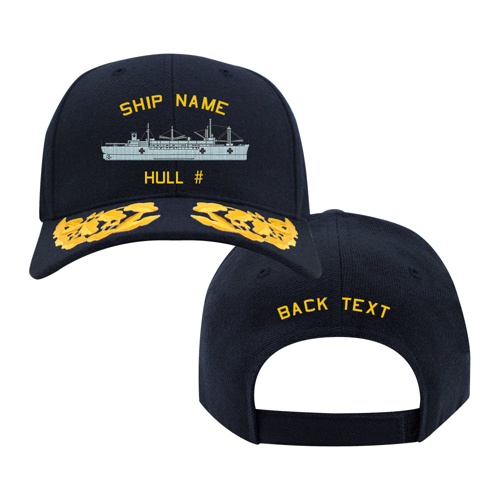 U.S. Navy Custom Ship Cap - Admiral Scrambled Eggs - Haven Class Hospital Ship Hats and Caps