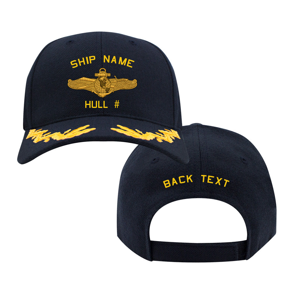 US Navy Custom Ship Cap - Information Warfare Insignia - Officer Hats and Caps OFINFOWAR.NAVY.CAPTAIN