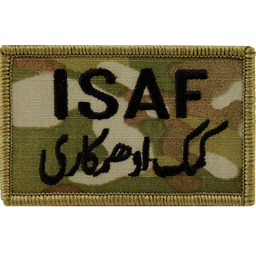 ISAF (International Security Assistance Force) MultiCam (OCP) Patch with Green Border Patches and Service Stripes